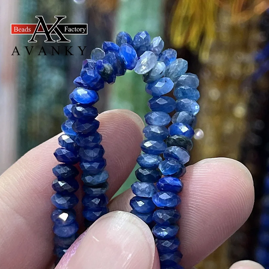 

2x4mm Natural Crystal Gradient kyanite Disc Bead Small Section Loose Beads for Jewelry Making DIY Manual Necklace Bracelet 15''