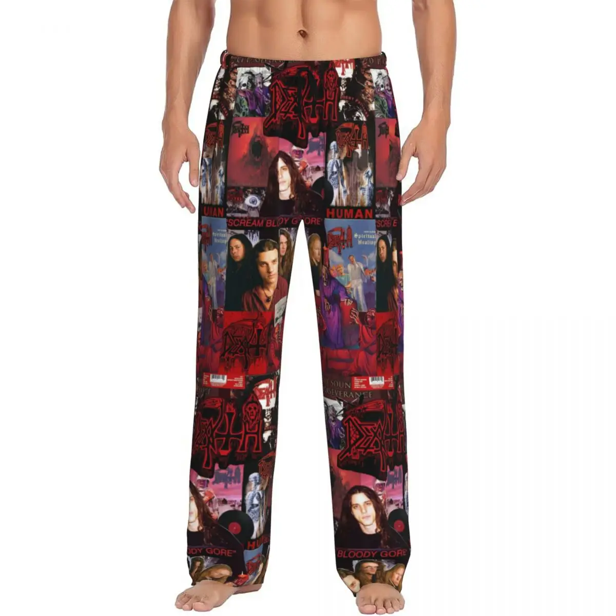 Custom Printed Men's D-Deathes Metal Music Pajama Pants Sleepwear Sleep Lounge Bottoms with Pockets