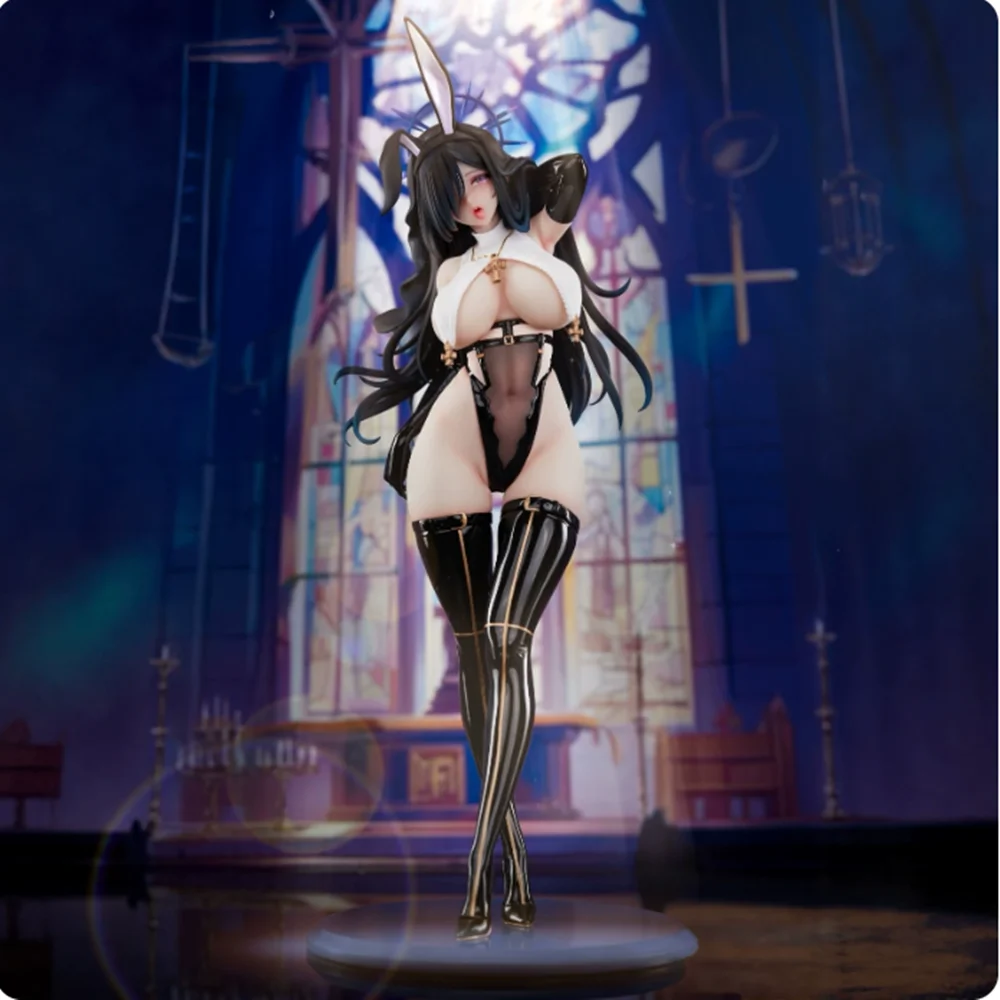 

32cm BearPanda Bunny Girl Rabbit Hutch Series Black Nun PVC Action Figure Anime Figure Model Toys Collection Doll Gift