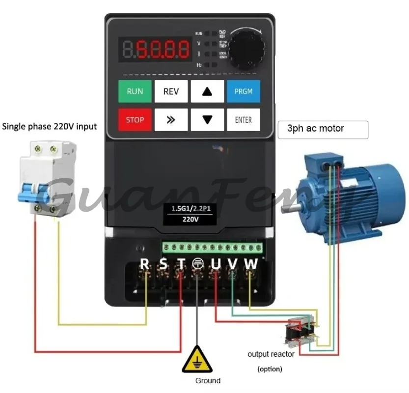 0.75KW‑45KW 220V VFD Frequency Inverter, 1‑Phase 3‑Phase High‑Efficiency AC Drive for Compressor Motor Speed Regulation