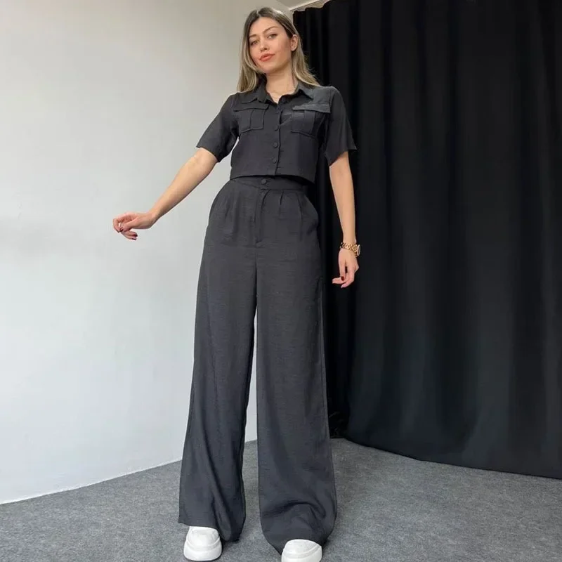 Summer Women\'s Fashion Short Sleeves Trousers 2 Piece Sets Women Outfit Two-piece Ladies Set Pieces Pant Suit Pants Clothes 2024