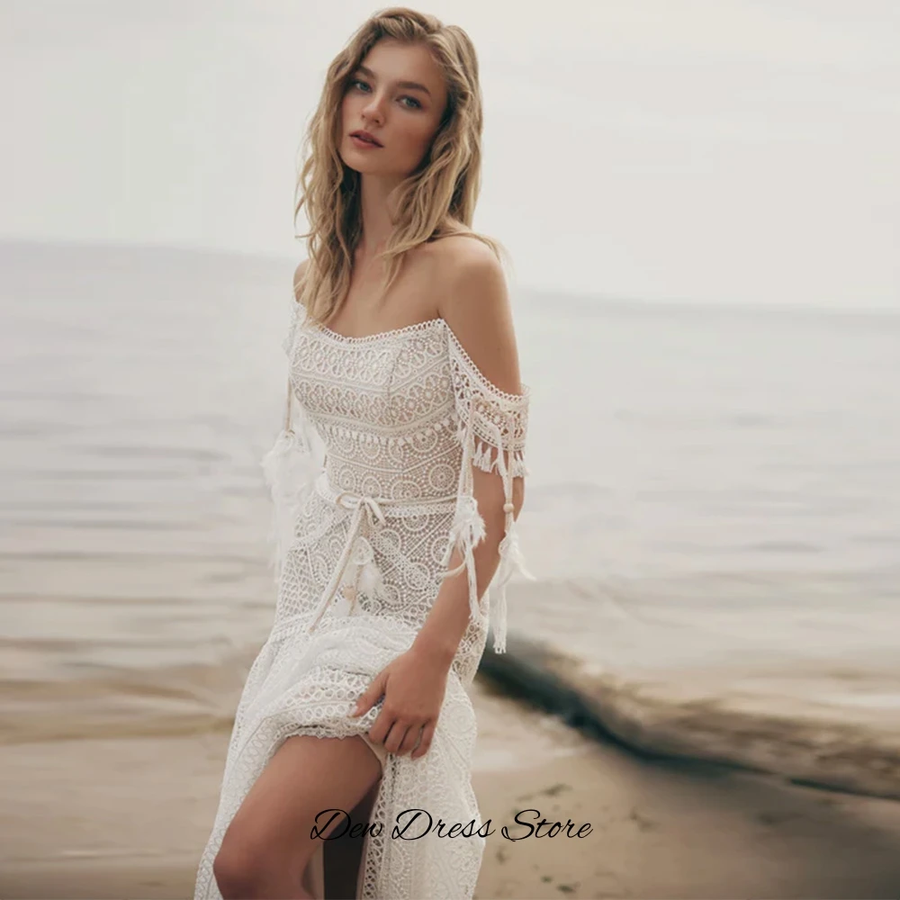 ชุดเจ้าสาวลูกไม้ทรงเสน่ห์แบบเปิดไหล่ พร้อมซิปด้านหลังแบบคลาสสิก ชุดแต่งงานทรงเมอร์เมดแบบไร้สายสะพาย สามารถปรับแต่งได้