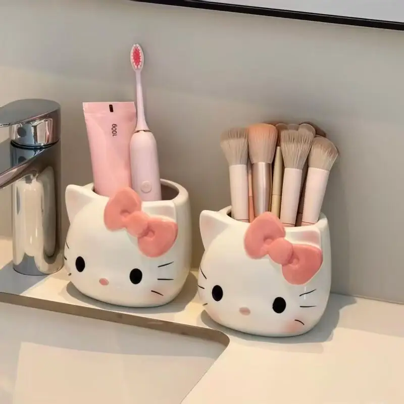 

Anime Hello Kitty Creative Office Desktop Organizer Kt Cat Cute Multi-Functional Pen Holder Y2K Cosmetic Storage Box Gifts