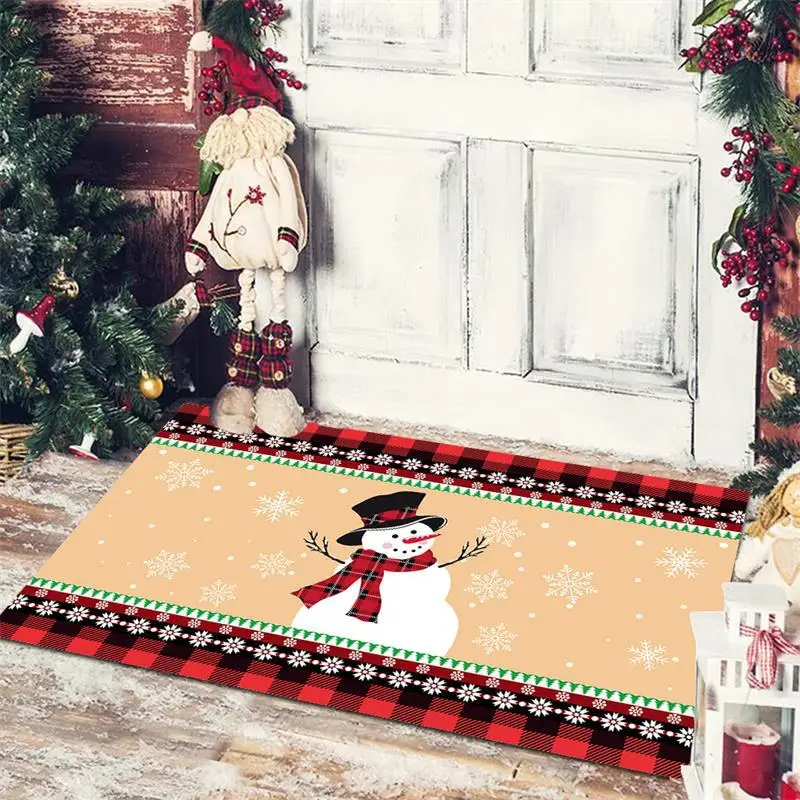 Christmas Welcome Entrance Doormat Decor Kitchen Hallway Rugs Bathroom Non-slip Foot Rug Living Room Carpet Christmas Decoration