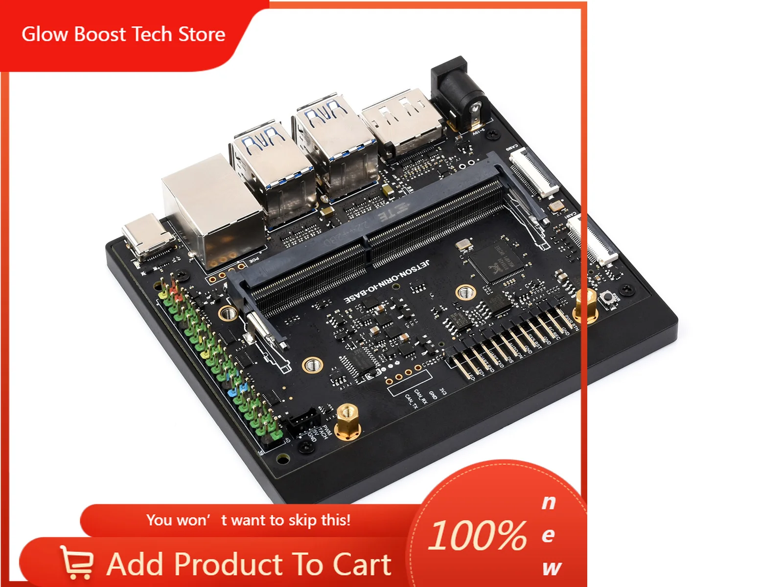

NYWaveshare Jetson Orin Nano/NX Development Board Based On Jetson Orin Nano And Jetson Orin NX Module, 5× USB Ports