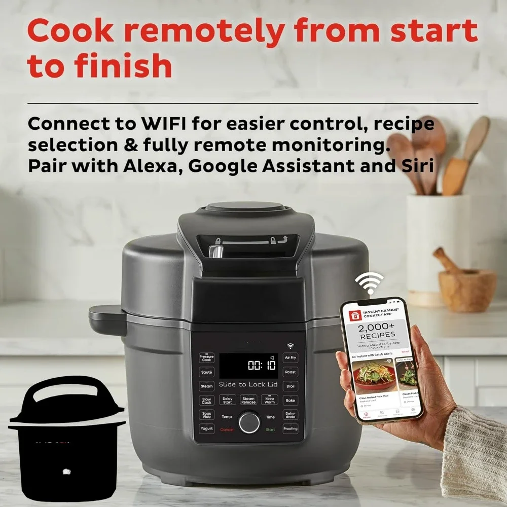 Ultimate Lid with WIFI, 13-in-1 Air Fryer and Pressure Cooker Combo, Sauté, Slow Cook