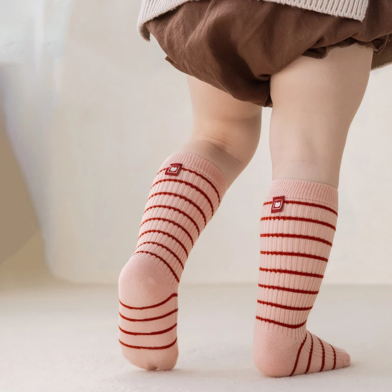4Pairs Boys Girls Knee High Socks Stripped Soft Kids Cotton Sock Children School Socks Infant Baby Floor Socken For 0-7Year