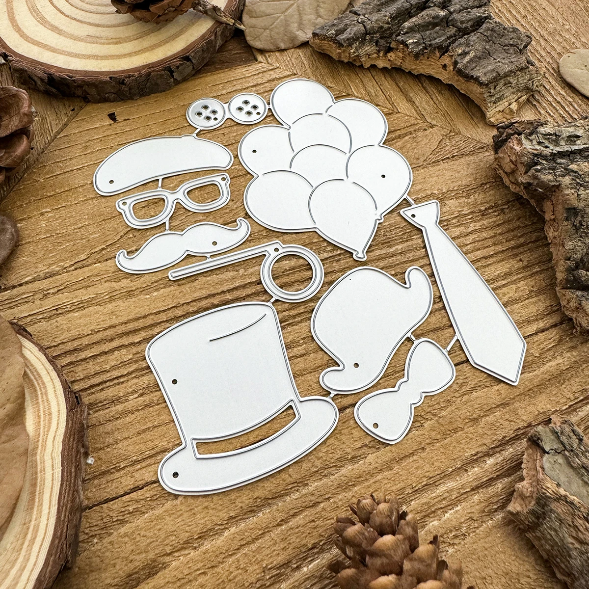 Piękne dzień ojca balony kapelusze okulary guziki zawiązują brodę metalowe wycinanki Scrapbooking dekoracyjne wytłaczanie kartki DIY