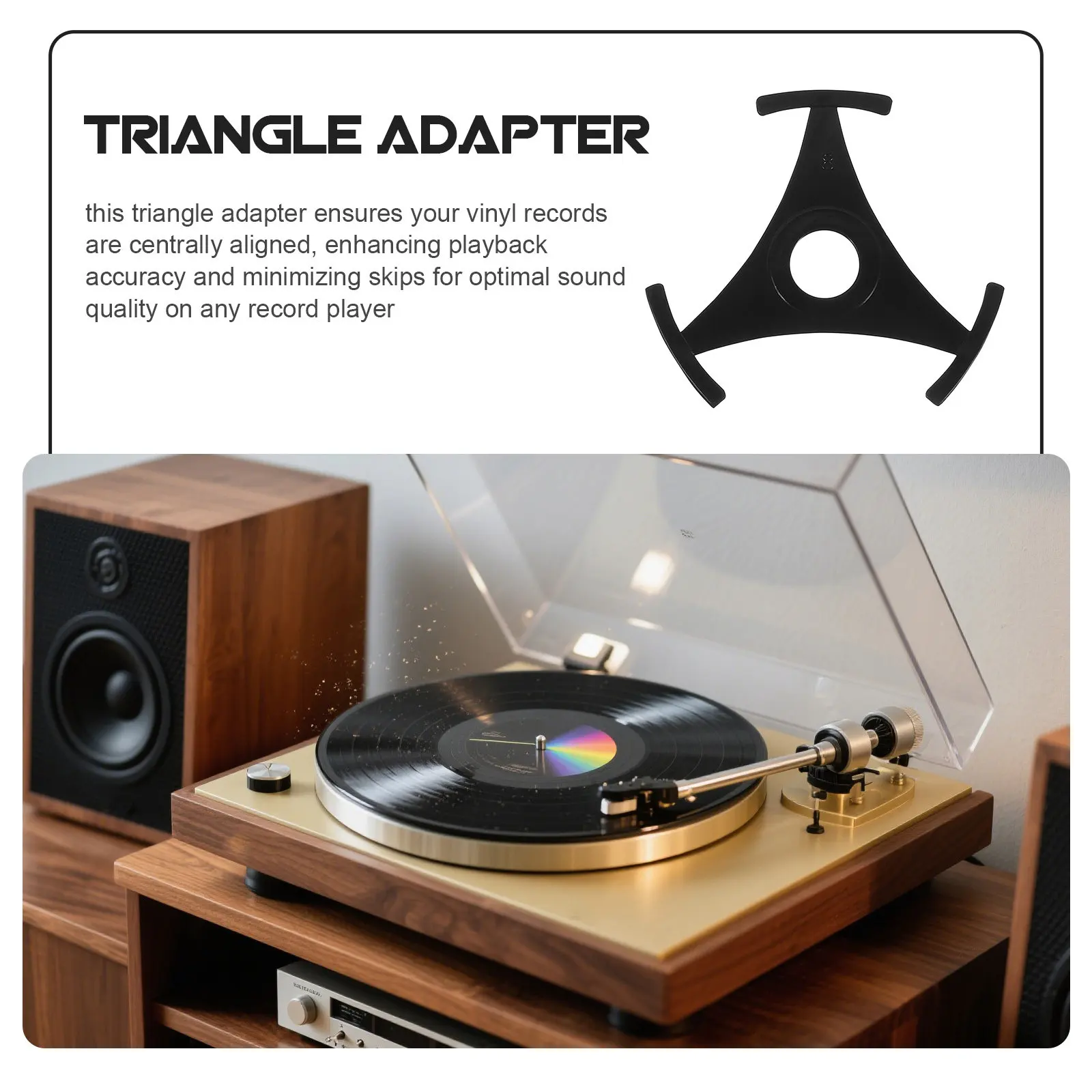 2Pcs Triangular Vinyl 45 Adapter Snap-in Spindle Adapter for 7 Inch Records Enhanced Stability Clear Playback Universal Fit
