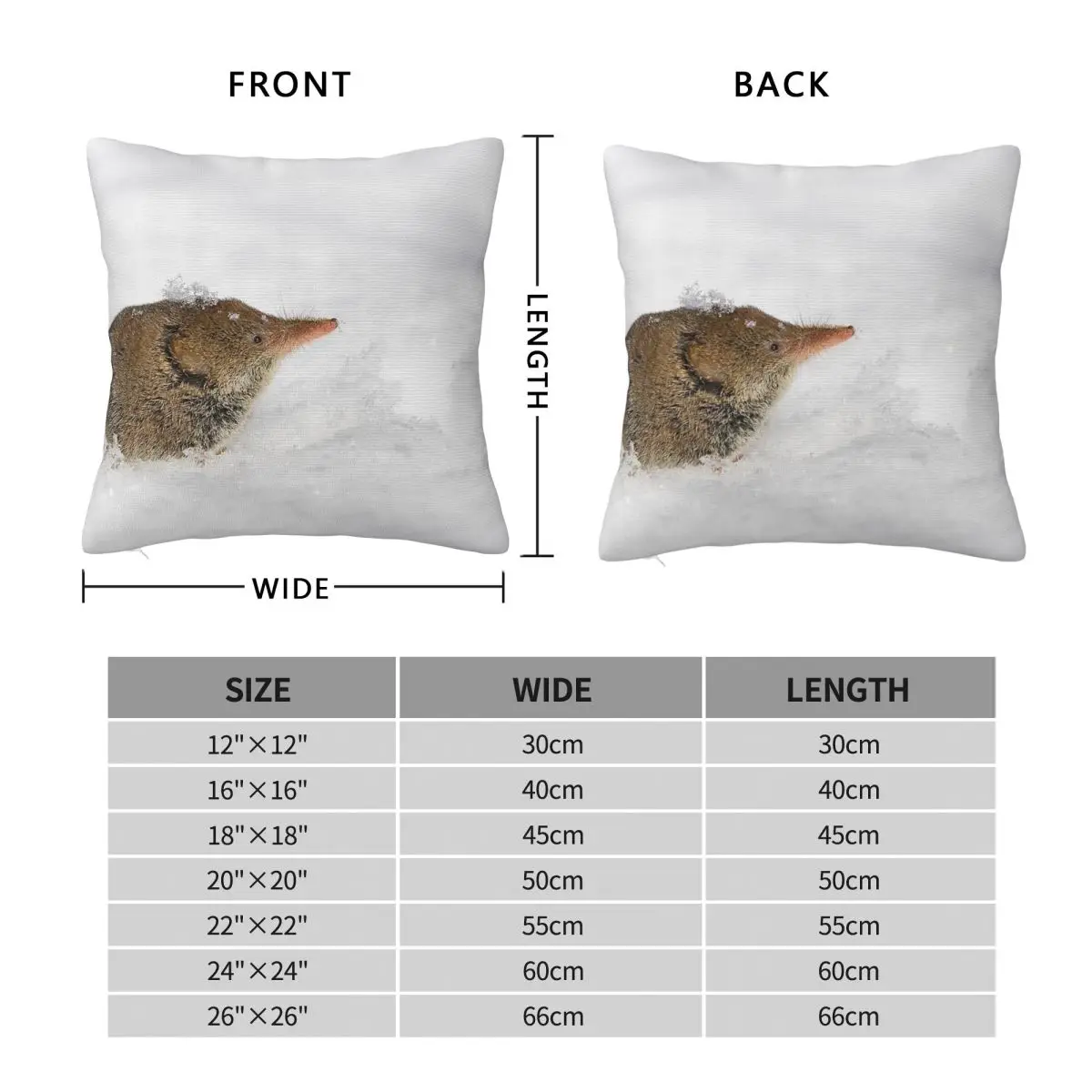 Shrew Emerging From Snow Square Pillowcase Polyester Linen Velvet Printed Zip Decorative Throw Pillow Case Bed Cushion Cover 18