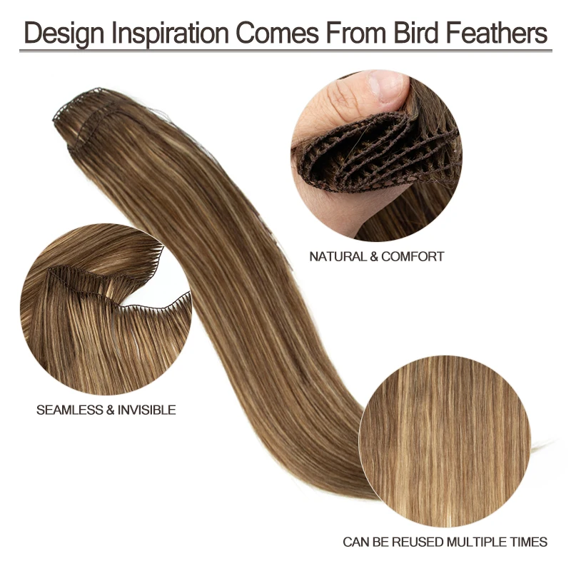غير مرئية ريشة وصلات شعر شعر الإنسان ريشة تلميح حزم الشعر خياطة طبيعية في ميكرورينج لحمة شعر 40 سنتيمتر 100 السواحل