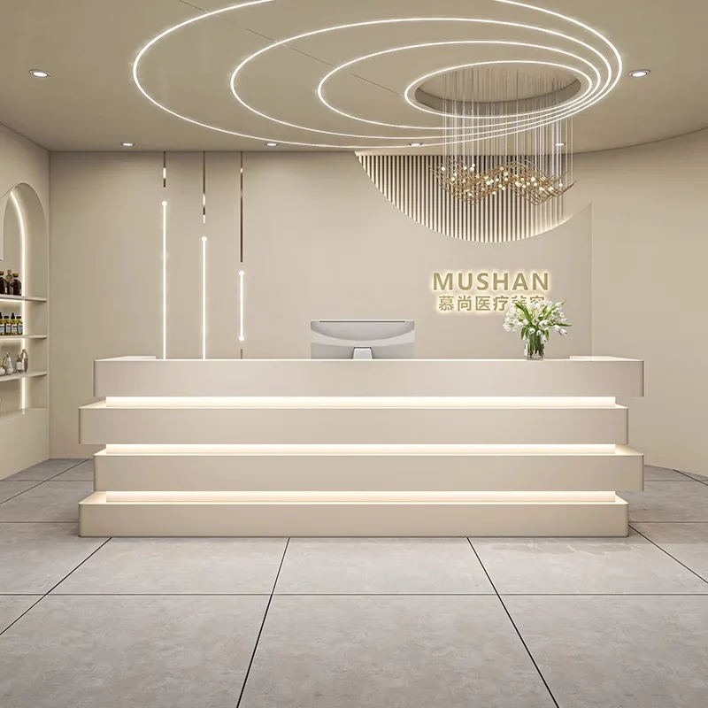 

Retail Shop Reception Desk Counter Standing Executive Luxury Hotel Counter Reception Desk Modern Mostrador Oficina Furniture HDH