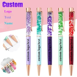Custom Logo Pen Luxury Flower Metal Ballpoint Pen Engrave Name Text Pens for Graduation Birthday Banquet Personalized Great Gift