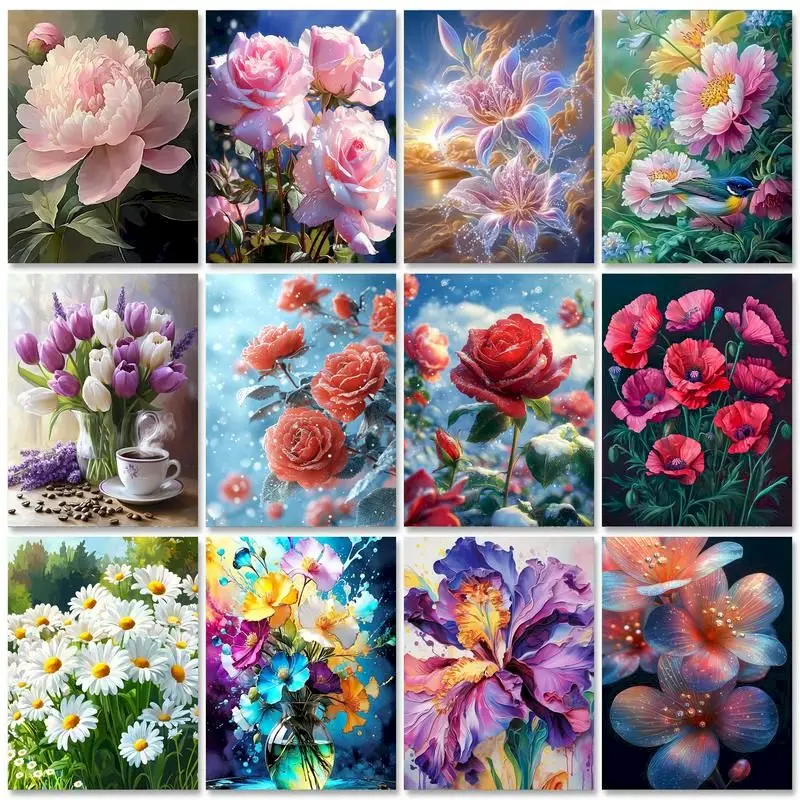 

GATYZTORY Painting By Numbers Flowers Pictures Oil Drawing On Canvas Coloring By Numbers Acrylic Paints set Living Room Decorati