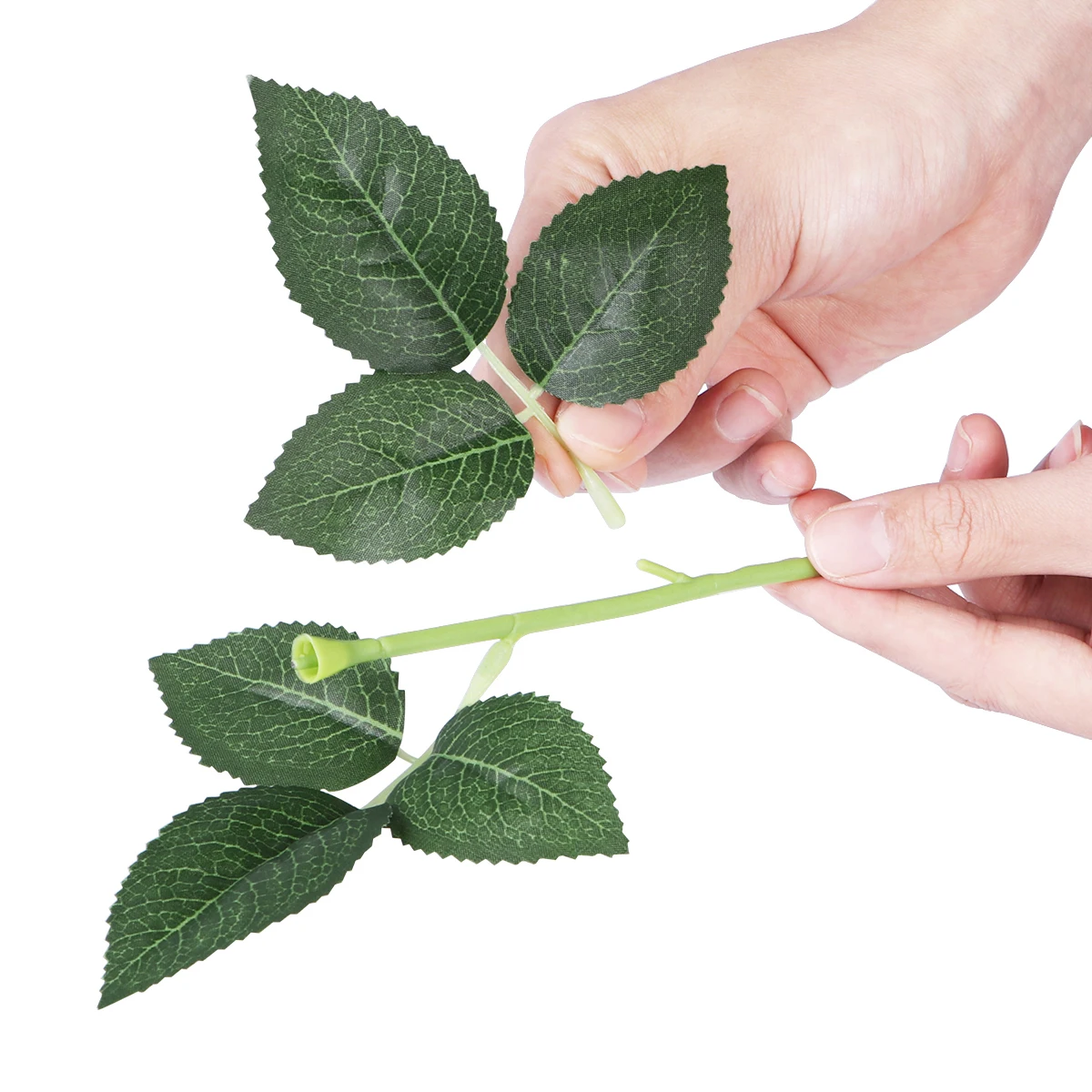 

10Pcs High Simulation Rose Stems Floral Wire Leaves Artificial Greenery Decorative for Wedding Home Party Bouquet