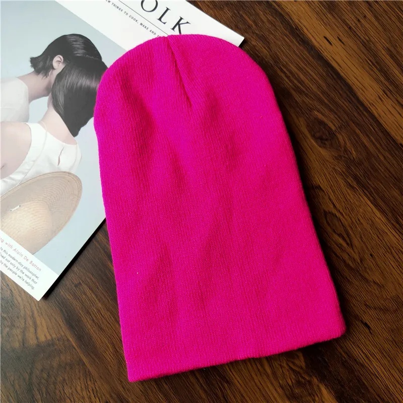 Classical Straight Light Plate Solid Color Pullover Acrylic Beanie Hat Men Women Autumn Winter Warm Couple Wool Knitted Ski Hat