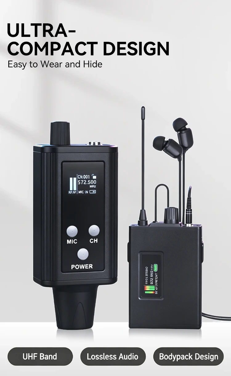 Paulkitson EM‑12R Drahtloses In-Ear-Monitoring-System 572,5‑587,5MHz OLED Stereo Mono Niedrige Latenz für Sänger DJ Studio Live-Show – Detail 7