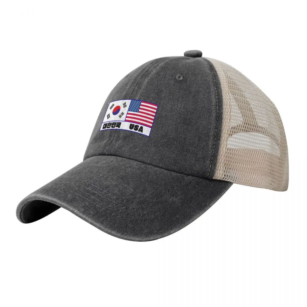 

South Korea flag & USA flag Cowboy Mesh Baseball Cap Mountaineering |-F-| Women's 2024 Men's