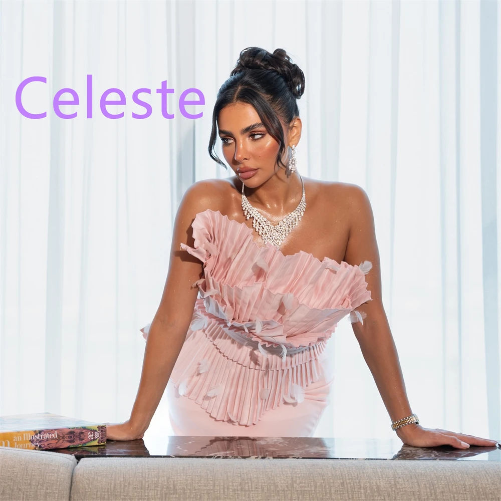 Abito da sera in jersey rosa morbido personalizzato Abiti da ritorno a casa senza maniche senza spalline alla moda Abiti squisiti per occasioni speciali