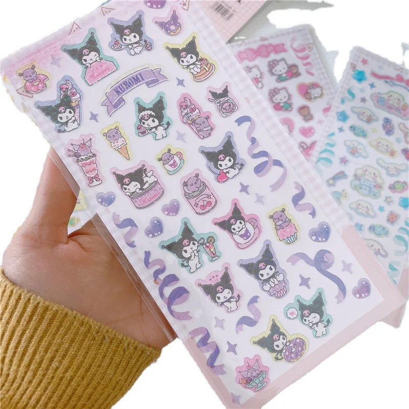 5pcs Kuromi Melody Hello Kitty Cinnamoroll Ledger Decorative Sanrio Waterproof Sticker