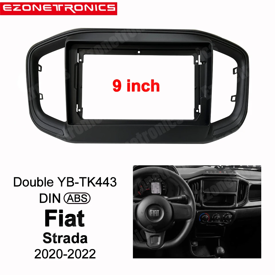 

Facia Panel 9inch For Fiat Strada 2020-2022 1-2Din Car DVD Frame Audio Fitting Adaptor Dash Trim