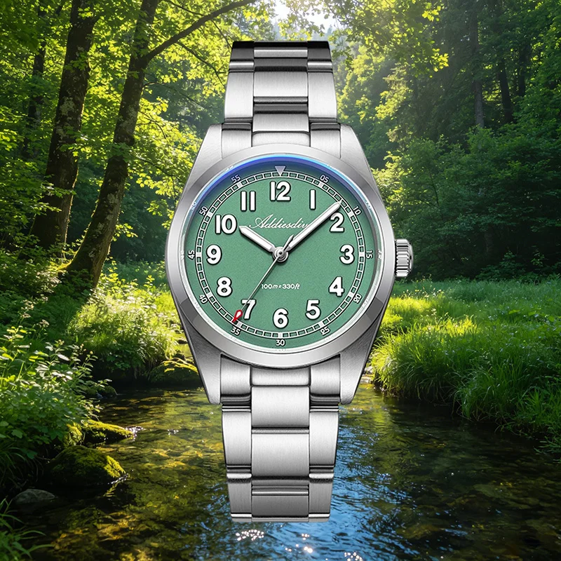 ADDIESDIVE 36mm Leisure Men Quartz Watch Sapphire Mirror 100m Waterproof Stainless Steel Watches BWG9 Ultra-Bright Luminous New