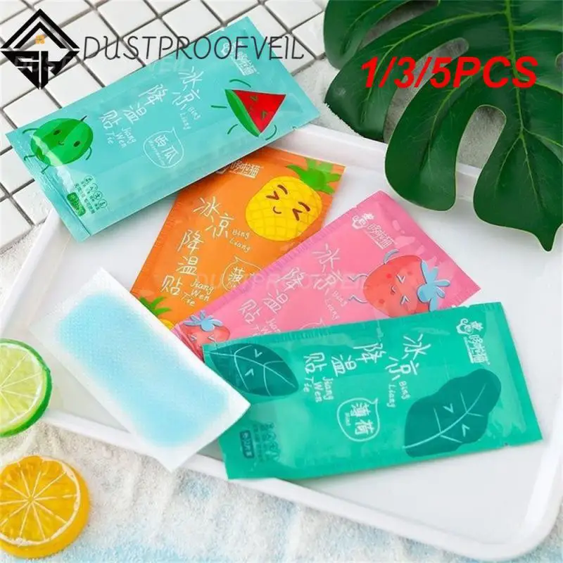 1/3/5PCS Summer Cool Paste Fruit Flavor Ice Paste Cooling Stickers Student Training Cool Stickers Zapobieganie ciepłem