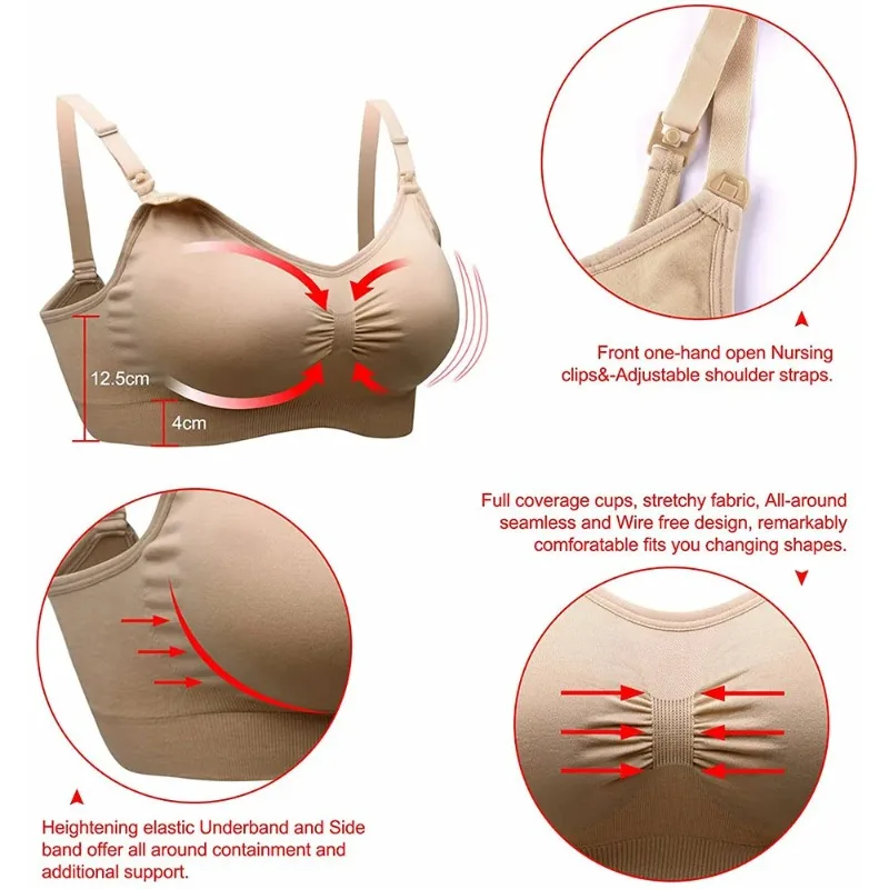 Breathable Breastfeeding Bras Maternity Nursing Bra for Pregnant Women Wirefree Comfortable Nursing Underwear Soft Supportive