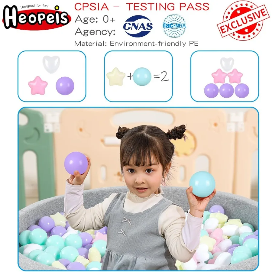 كرات حفرة الكرة 100 كرة بلاستيكية للأطفال الصغار كرات مقاومة للسحق في ألعاب لعب قابلة لإعادة الاستخدام للأطفال مع حقيبة تخزين داخلية وخارجية