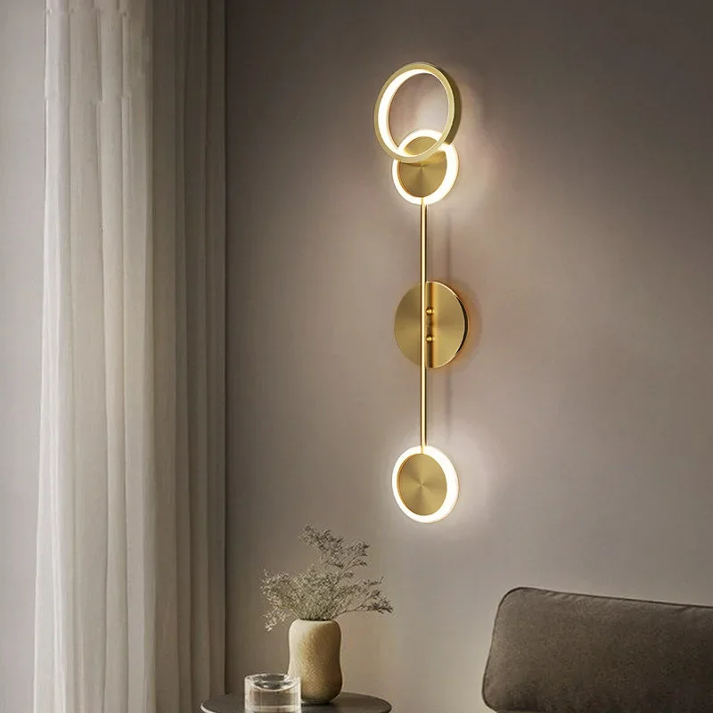 Imagem -02 - Modern Led Wall Sconce Luminária Iluminação Interior Abajur Lamp Home Decor Corredor Quarto Sala de Estar Arte Acrílica Redonda Ouro