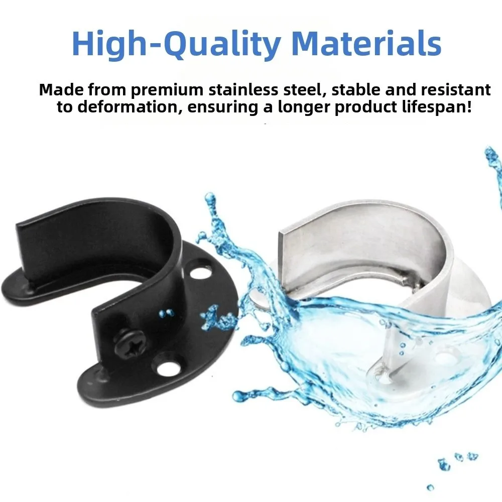 High Quality Stainless Steel Flange Seat Tube Hook Rod Support Wardrobe Hanger Rod Fixed Support Bracket Hardware Accessories