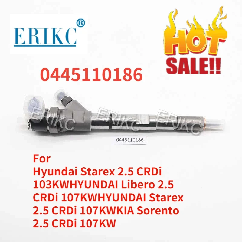 0445110186 0445 110 186 Injector 338004A100 Diesel Nozzle Injector 0 445 110 186 for Hyundai Starex Libero Starex 2.5CRDi KIA