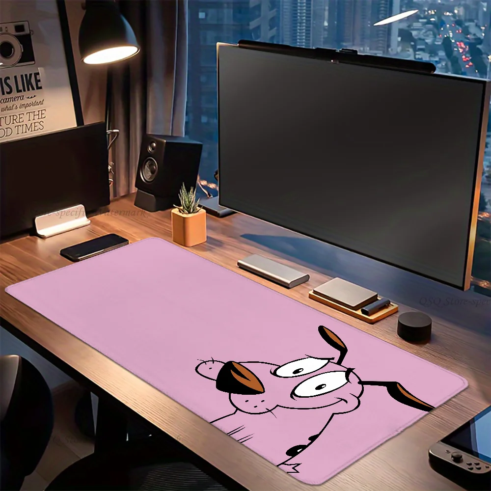 1pc Cartoon C Courage The Cowardly Dog Mouse Mat Desk Mat With Pad Gaming Accessories Prime Gaming XXL Keyboard Pad Padding Mat