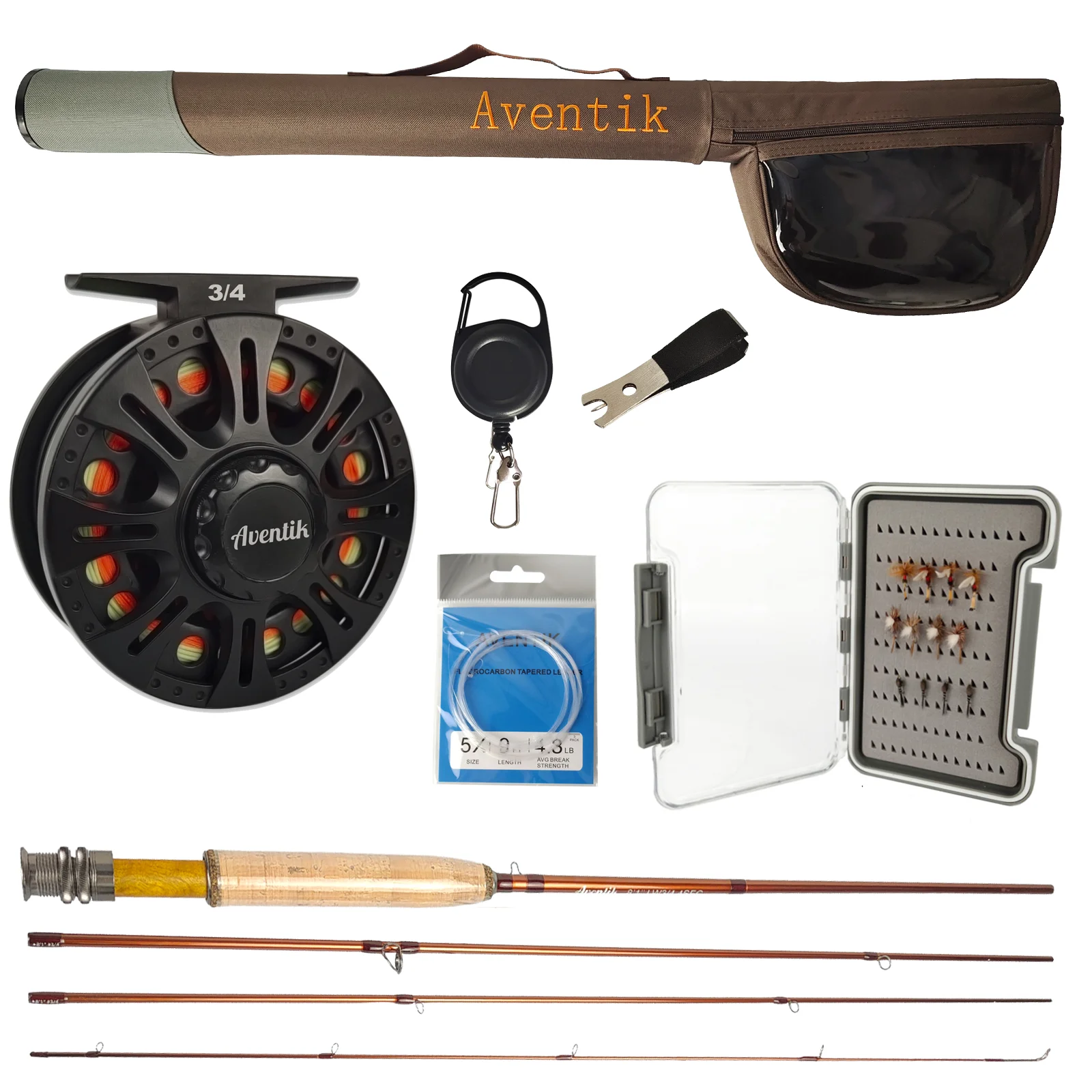 

7'3'' and 8'1'' fly fishing rod and reel (B02)