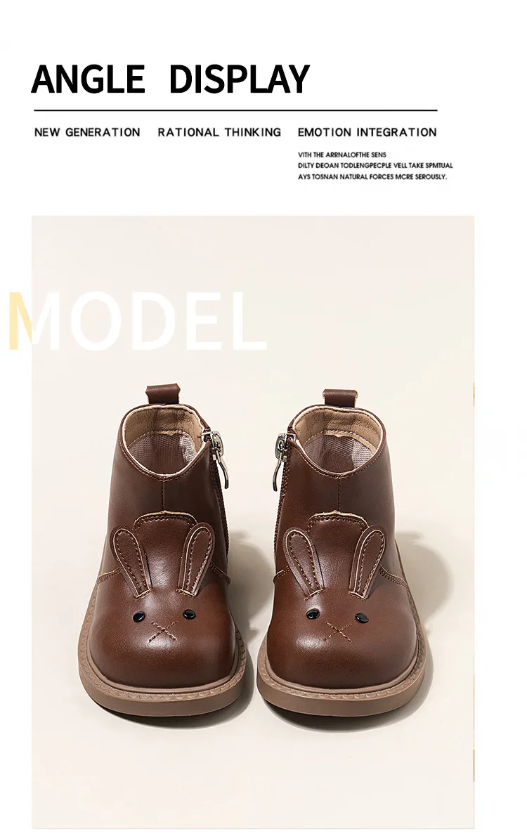 206 Cartoon-Kaninchen-Baby-Stiefeletten für Mädchen im England-Stil, niedliche Hasen-Winterstiefel mit niedrigem Absatz für Kinder und Mädchen – Detail 12