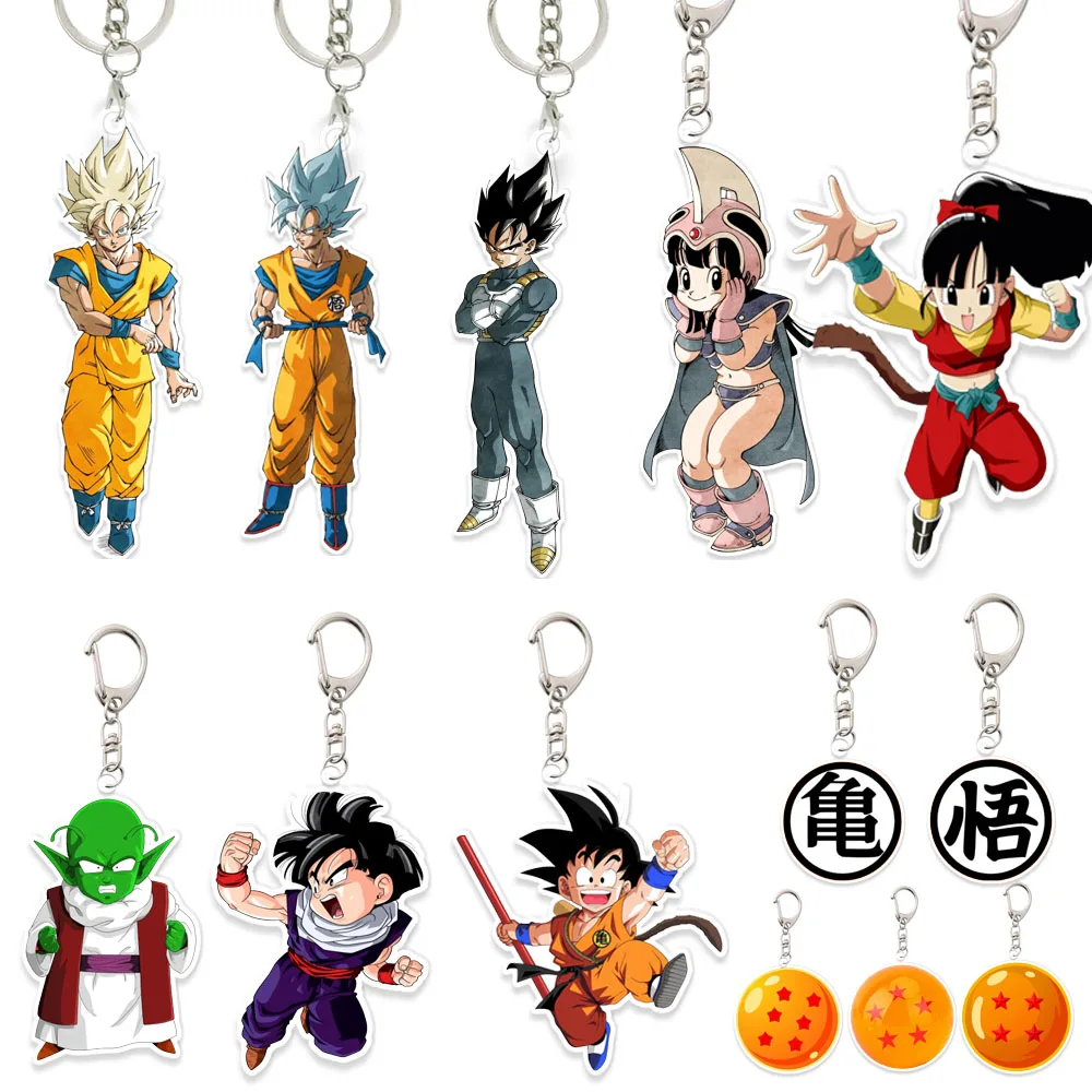 Goku Portachiavi in acrilico Mini Q Accessori Ciondolo Gioielli Kakarotto Cartoon Decora Figura anime ChiChi Oolong Ragazzo Regalo di compleanno
