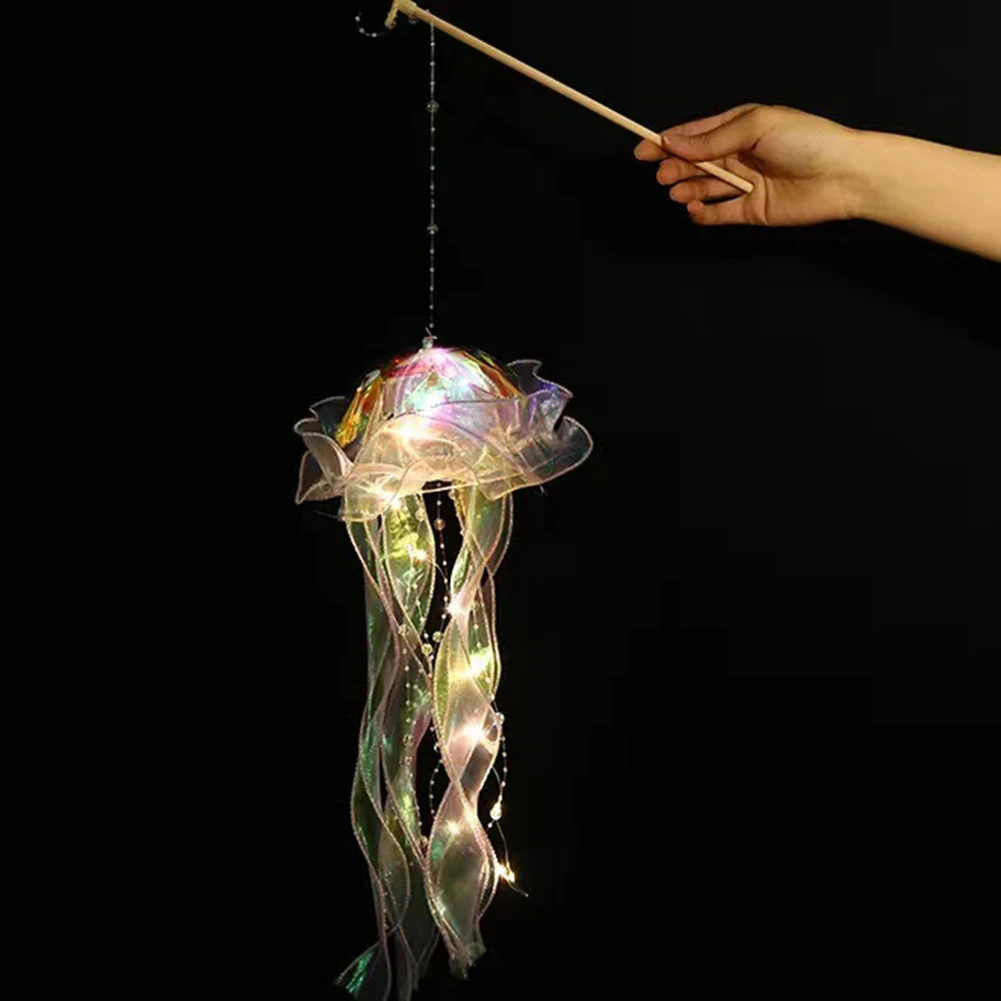 Jellyfish Lamp Portable Flower Lamp Jellyfish Wind Chimes Bedroom Night Light Hanging Lantern Home Decoration Girl Birthday Gift