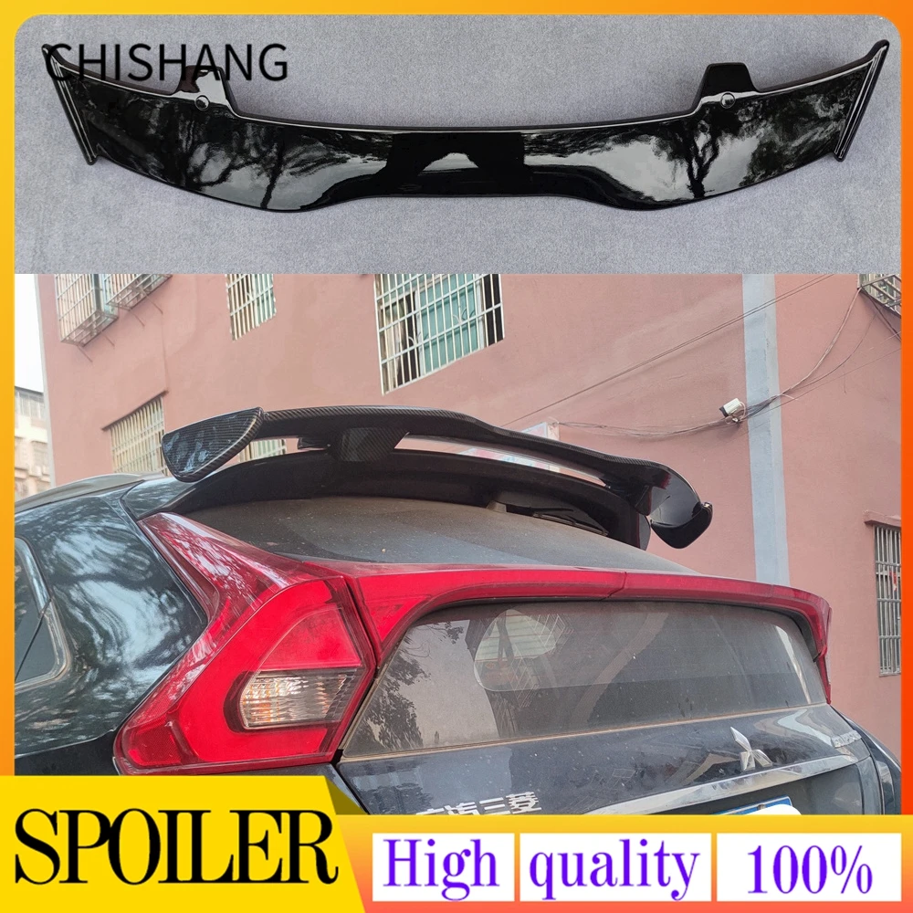 For Mitsubishi Eclipse Cross 2018 20120 2022 Spoiler ABS Plastic Carbon Fiber Look Hatchback Roof Rear Wing Body Kit Accessories