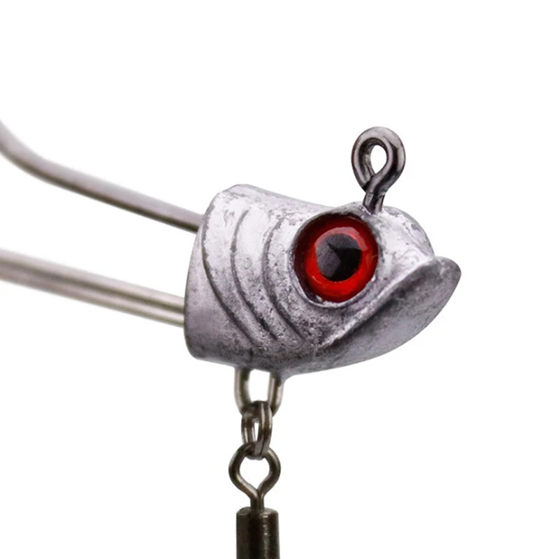 Silver Carbon Steel Fishhead Hook Double Hook Blood Groove Hook With Willow Leaf Glitter Luya Fishhook 7g10g17g Fishing Gear image 5