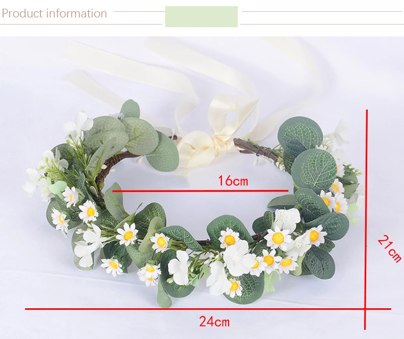 Heißer Verkauf Frühling Böhmische Blume Krone frauen Strand Hawaii Blumen Girlande Romantische Faux Rose Hochzeit Kränze Stirnband Blumen – Detail 1