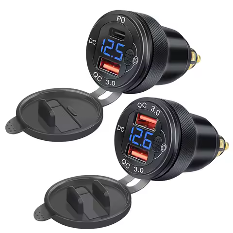 Aluminum QC3.0 Motorcycle USB Charger Hella DIN Plug Socket Power Adapter PD Type-C for BMW R1250 1300GS for Ducati for Triumph
