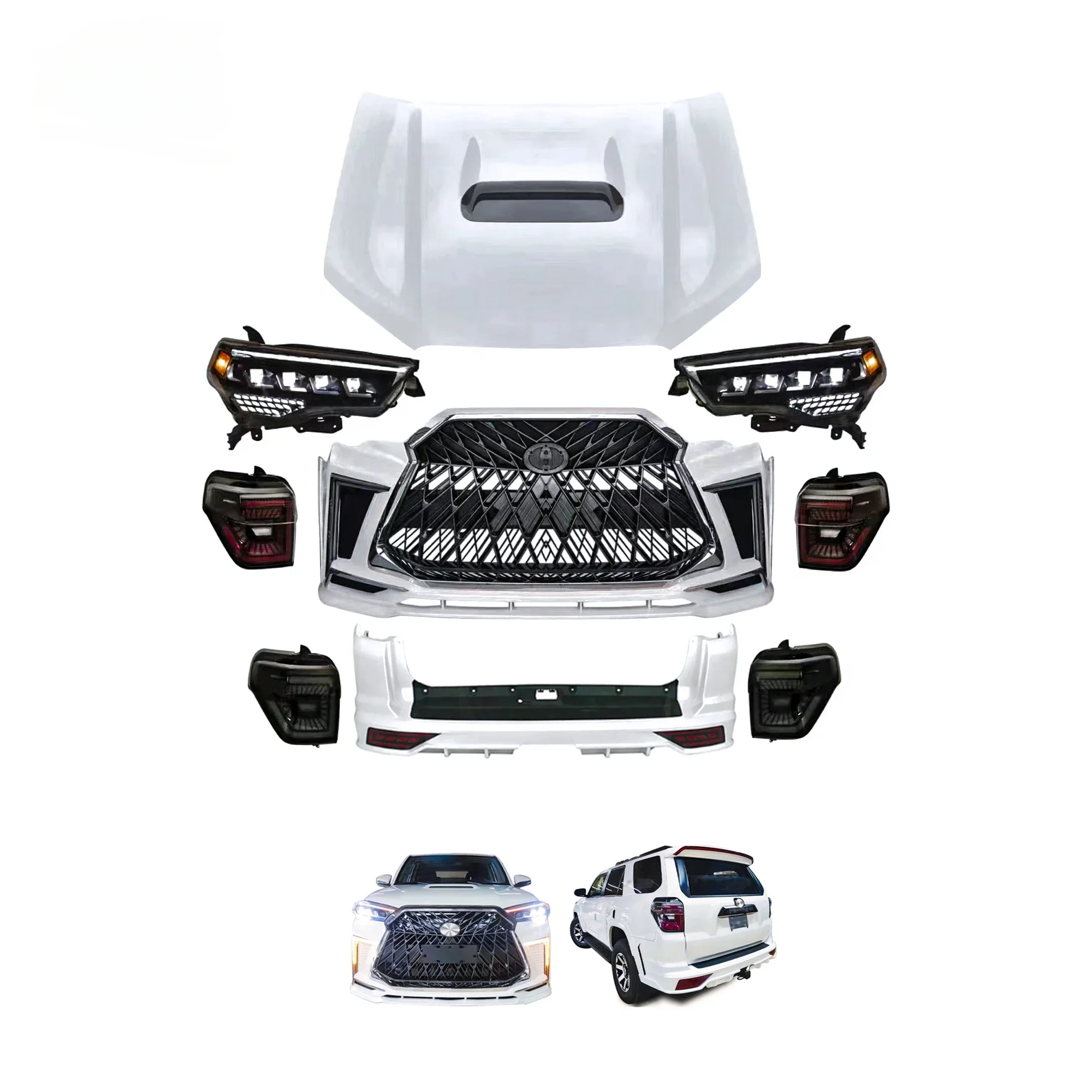 New Style auto body parts upgrade to LX Body Kit front bumper ABS Grill Material offroad body kits For 4runner 14-19