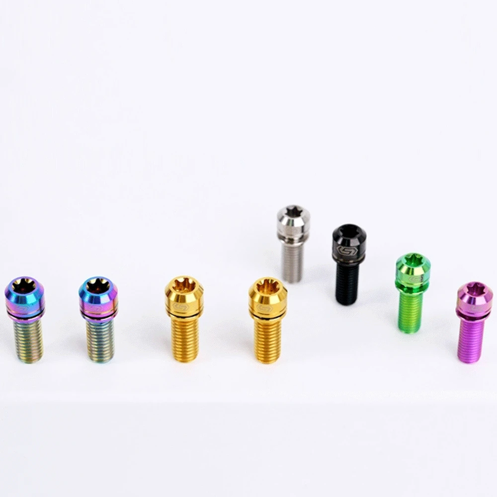 1 PC Varisou Colr  M7*20mm TC4 GR5 Titanium Alloy T40 Torx Cap Head With Washer Screw Bolt For Bike DIY