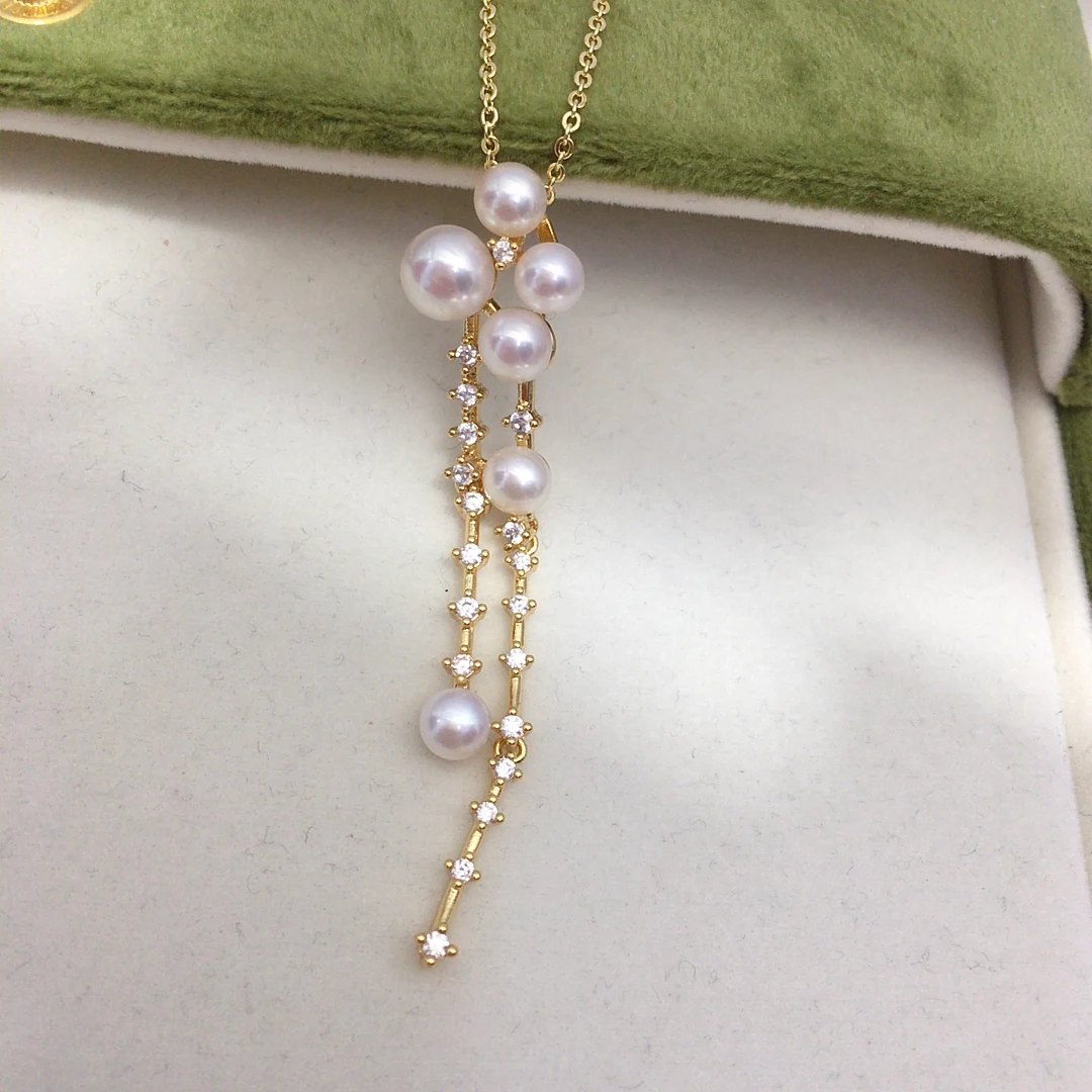 

ZHBORUINI Natural Freshwater Pearl Necklace with Multi Beads Tassel And Micro Inlaid Zircon Minimalist Elegant Fashion Jewelry