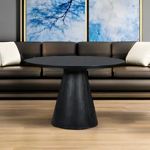 Round Dining Table, Retro Style Wooden Round Dining Table, Kitchen Table for Kitchen Room, Living Room (Black)