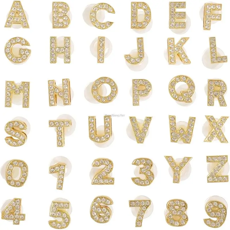 Gold Letters Metal Shoe Charms Crystal Diamond Alloy Charms Shoes Accessories Buckle High Quality Shoes Decoration