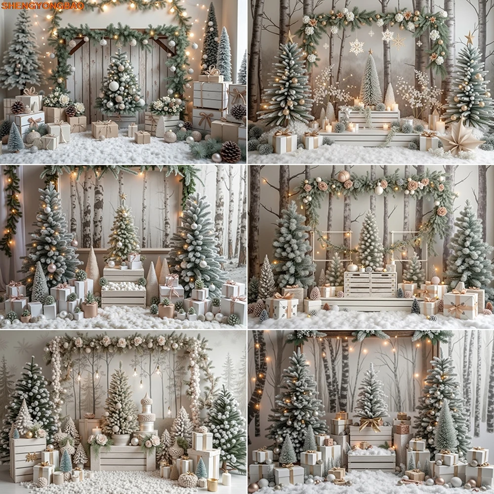 

Christmas 2025 Background Photography Flower Xmas Tree Home Decoration Photocall Backdrop Baby Studio Photocall Supplies