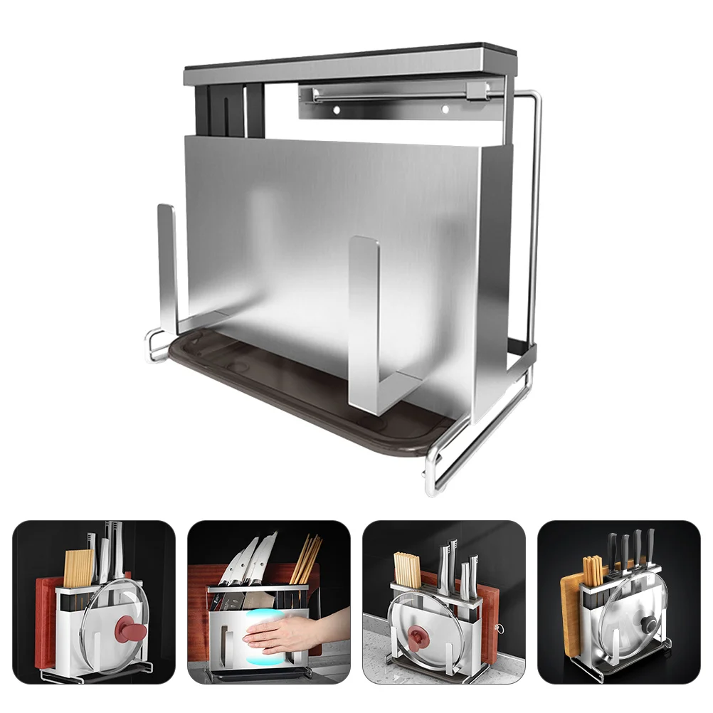 

Stainless Steel Knife Holder Chopstick Cage and Cutting Board Storage Rack Rustproof Knife Block Organizer Space