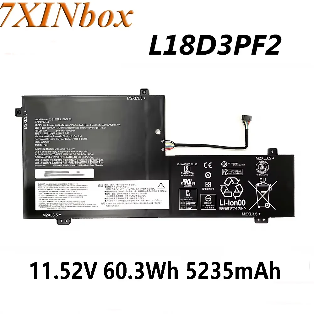 

7XINbox 11.52V 5235mAh 60.3Wh L18D3PF2 L18M3PFA Original Laptop Battery For Lenovo Yoga C740-15 Yoga C740-15IML Notebook Series