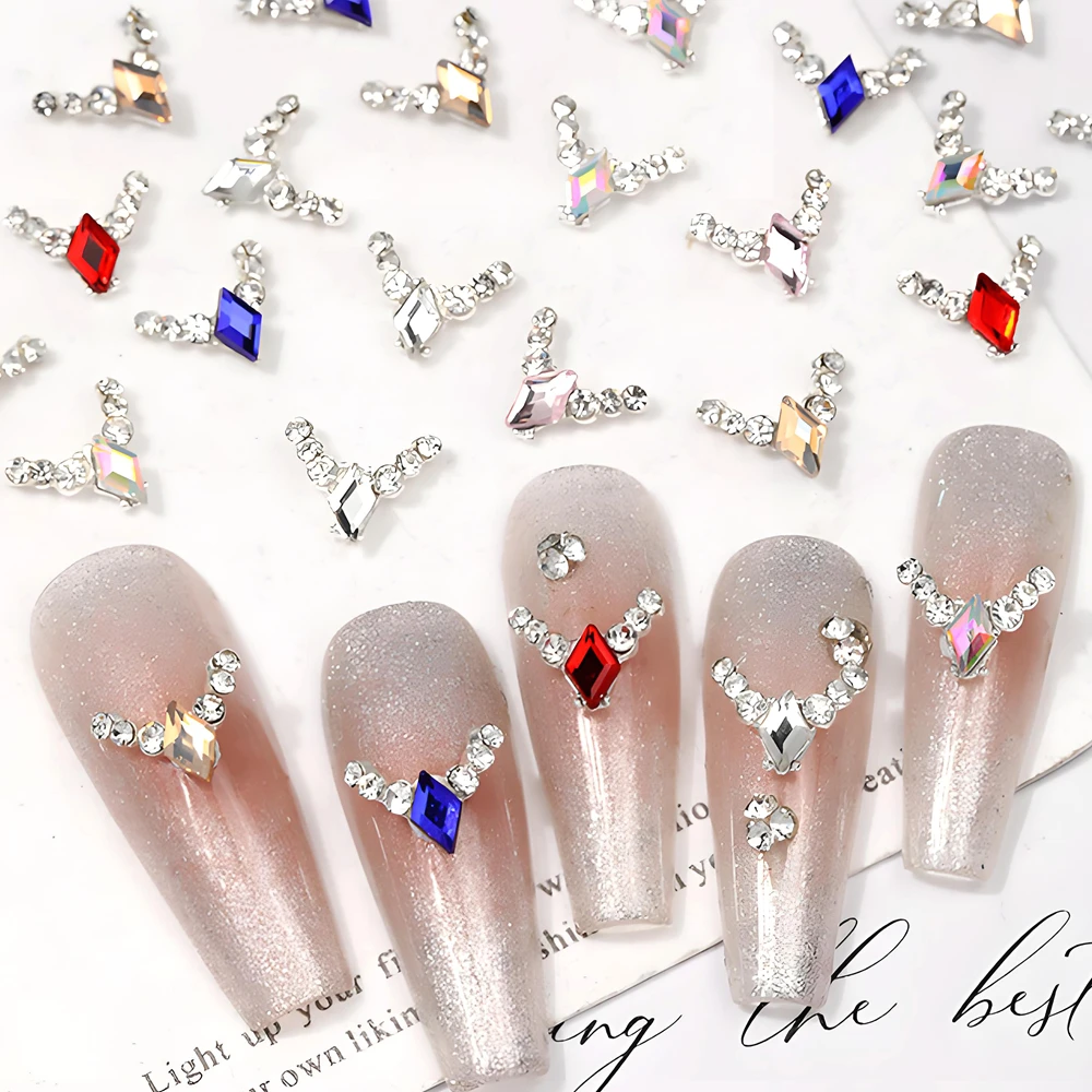 

10PCS 3D French Nail Art Rhinestone Arc Arrow Charms Parts For Manicure Decor Nails Decoration Accessories Supplies Material